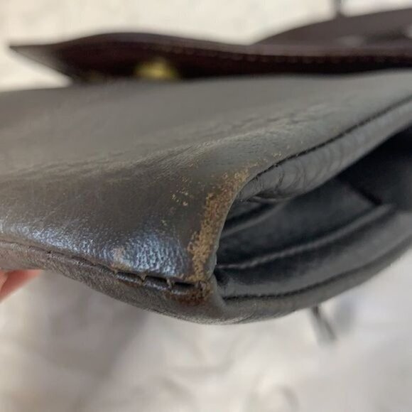 Tignanello Multi Compartment Small Crossbody Bag-Grey Leather/Brown Trim - Picture 10 of 11